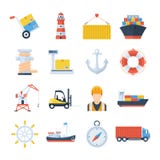 Uppsättning för havsport av vektorsymboler i en plan stil royaltyfri illustrationer Uppsättning för havsport av vektorsymboler i en plan stil royaltyfri illustrationer