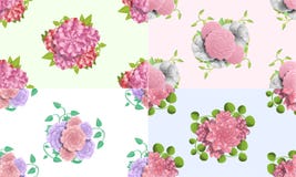 Uppsättning för kameliablommamodell, tecknad filmstil stock illustrationer Uppsättning för kameliablommamodell, tecknad filmstil stock illustrationer