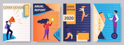 Uppsättning 2020 för räkningsdesignårsrapport med folk royaltyfri illustrationer Uppsättning 2020 för räkningsdesignårsrapport med folk royaltyfri illustrationer