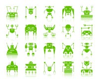Uppsättning för vektor för symboler för robotfärgkontur royaltyfri illustrationer Uppsättning för vektor för symboler för robotfärgkontur royaltyfri illustrationer