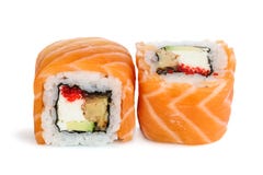 Uramaki Maki Sushi, Two Rolls Isolated On White Stock Photos Uramaki Maki Sushi, Two Rolls Isolated On White Stock Photos