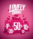 Uroczy savings, walentynka dnia sprzedaży projekta pojęcie ilustracja wektor Uroczy savings, walentynka dnia sprzedaży projekta pojęcie ilustracja wektor