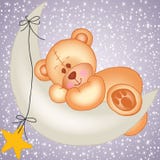 Urso de peluche que dorme em uma lua ilustração do vetor Urso de peluche que dorme em uma lua ilustração do vetor