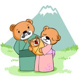 Urso feliz da família na montanha ilustração stock Urso feliz da família na montanha ilustração stock