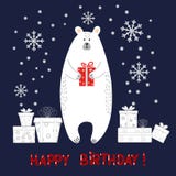 Urso polar bonito que guarda o presente ilustração stock Urso polar bonito que guarda o presente ilustração stock