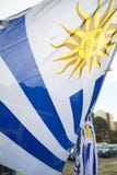 Uruguay country flag in Uruguayan city street Royalty Free Stock Images Uruguay country flag in Uruguayan city street Royalty Free Stock Images