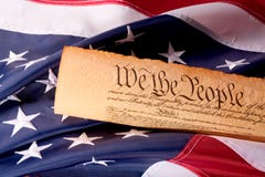 US Constitution - We The People with USA Flag. stock photo US Constitution - We The People with USA Flag. stock photo