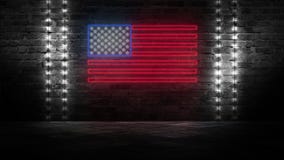 USA chorągwiany neonowy znak Dnia usa świątecznie tło ilustracja wektor USA chorągwiany neonowy znak Dnia usa świątecznie tło ilustracja wektor