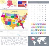 USA Detailed Political Map With It's States and Colorful Square vector illustration USA Detailed Political Map With It's States and Colorful Square vector illustration