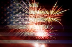 USA Flag With Fireworks Stock Photo USA Flag With Fireworks Stock Photo