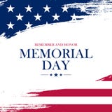 USA Memorial Day greeting card with brush stroke background in United States national flag colors.