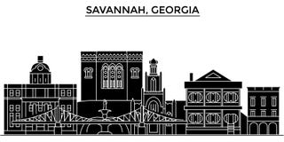 Usa, Savannah, Georgia architecture vector city skyline vector illustration Usa, Savannah, Georgia architecture vector city skyline vector illustration