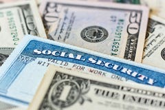 USA social security cards and dollar bills stock images USA social security cards and dollar bills stock images