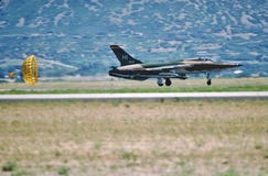 USAF Republic F-105B landing at Hill AFB, Utah in 1980. stock image USAF Republic F-105B landing at Hill AFB, Utah in 1980. stock image