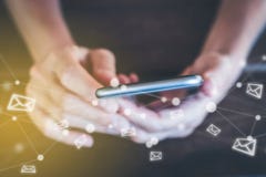 Using mobile phone for mail - email with smartphone Stock Photography Using mobile phone for mail - email with smartphone Stock Photography