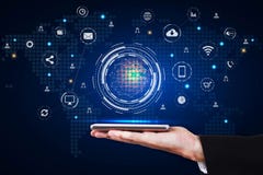 Using smart phone with application icons royalty free stock photos Using smart phone with application icons royalty free stock photos