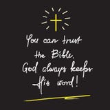 Usted puede confiar en la biblia, dios guarda siempre su palabra - letras de motivación de la cita, cartel religioso stock de ilustración Usted puede confiar en la biblia, dios guarda siempre su palabra - letras de motivación de la cita, cartel religioso stock de ilustración