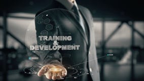 Utbildningsutveckling med hologramaffärsmanbegrepp fotografering för bildbyråer Utbildningsutveckling med hologramaffärsmanbegrepp fotografering för bildbyråer