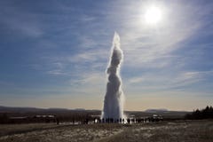 Utbrott av Strokkur Geysir Arkivfoto Utbrott av Strokkur Geysir Arkivfoto