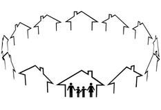 utgångspunkten för gemenskapfamiljfinden houses grann stock illustrationer utgångspunkten för gemenskapfamiljfinden houses grann stock illustrationer