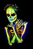 UV Body Art Painting Of Helloween Female Skeleton Stock Photo