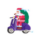 Uśmiechać się Santa Dostarcza prezenty na hulajnoga ilustracji Uśmiechać się Santa Dostarcza prezenty na hulajnoga ilustracji