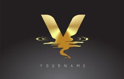 V Gold Letter Logo Design Round Circular Golden Clipart And Illustrations