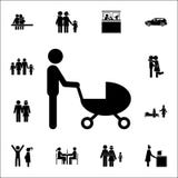 vader met een wandelwagenpictogram Gedetailleerde reeks familiepictogrammen Grafisch het ontwerpteken van de premiekwaliteit Één royalty-vrije illustratie vader met een wandelwagenpictogram Gedetailleerde reeks familiepictogrammen Grafisch het ontwerpteken van de premiekwaliteit Één royalty-vrije illustratie