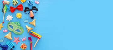 Vakantie van het concepten de Joodse Carnaval van de Purimviering Hoogste mening stock foto's Vakantie van het concepten de Joodse Carnaval van de Purimviering Hoogste mening stock foto's