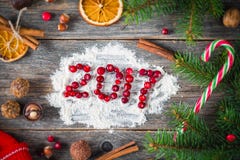 Vakantiekaart voor Kerstmis of Nieuwjaar 2017 Stock Afbeelding Vakantiekaart voor Kerstmis of Nieuwjaar 2017 Stock Afbeelding