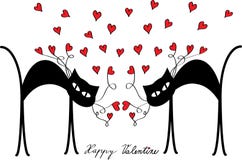 Valentine beweging veroorzakend met katten en harten stock illustratie Valentine beweging veroorzakend met katten en harten stock illustratie