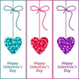 Valentine Hearts With A Bow. Heart Valentine Day Illustration. Stock Photos