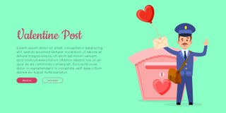 Valentine Post Vector Web Banner avec le facteur illustration libre de droits Valentine Post Vector Web Banner avec le facteur illustration libre de droits