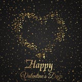 Valentine`s day greeting card with sparkles gold heart on black background. Vector royalty free illustration Valentine`s day greeting card with sparkles gold heart on black background. Vector royalty free illustration