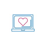 Valentine`s day, laptop, heart icon. Can be used for web, logo, mobile app, UI, UX stock illustration Valentine`s day, laptop, heart icon. Can be used for web, logo, mobile app, UI, UX stock illustration