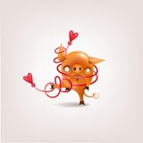 Valentine-varken met kabel royalty-vrije illustratie Valentine-varken met kabel royalty-vrije illustratie