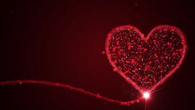Valentines day concept animation with full particles in heart on red