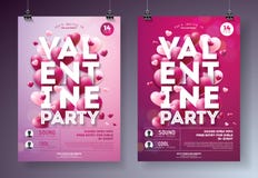 Valentines Day Party Flyer Illustration with Red Heart and Typography Design on Clean Background. Vector Holiday stock illustration Valentines Day Party Flyer Illustration with Red Heart and Typography Design on Clean Background. Vector Holiday stock illustration
