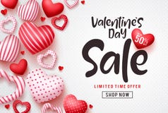 Valentines day sale vector banner template. Valentines day sale discount text