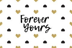 Valentinhälsningkort med text, svart och guldhjärtor stock illustrationer Valentinhälsningkort med text, svart och guldhjärtor stock illustrationer