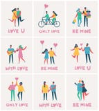 Valentinsgrußillustrationskarten in einer flachen Art stock abbildung Valentinsgrußillustrationskarten in einer flachen Art stock abbildung