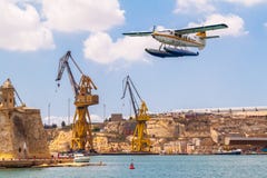 valetta της Μάλτας Seaplane de Havilland Καναδάς λιμενικού αέρα dhc-3 9h-AFA ενυδρίδων στροβίλων απογειώνεται στο μεγάλο λιμάνι, στοκ εικόνες valetta της Μάλτας Seaplane de Havilland Καναδάς λιμενικού αέρα dhc-3 9h-AFA ενυδρίδων στροβίλων απογειώνεται στο μεγάλο λιμάνι, στοκ εικόνες