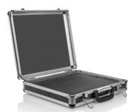 Valise vide en acier argentée photo stock Valise vide en acier argentée photo stock