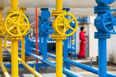 Valves At Gas Plant, Pressure Safety Valve And Gas Line Pipe The Stock Photos Valves At Gas Plant, Pressure Safety Valve And Gas Line Pipe The Stock Photos
