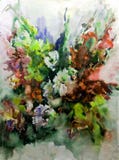 Van de van de achtergrond waterverfkunst vertroebelde de abstracte van de de taktextuur bloemen wilde bloemenbloesem natte was fa stock illustratie Van de van de achtergrond waterverfkunst vertroebelde de abstracte van de de taktextuur bloemen wilde bloemenbloesem natte was fa stock illustratie