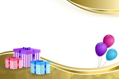 Van de de giftdoos van de achtergrond abstracte beige verjaardagspartij van het de ballons gouden lint roze violette blauwe het k vector illustratie Van de de giftdoos van de achtergrond abstracte beige verjaardagspartij van het de ballons gouden lint roze violette blauwe het k vector illustratie