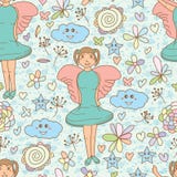 Van de de sterwolk van het hoekmeisje het naadloze patroon stock illustratie Van de de sterwolk van het hoekmeisje het naadloze patroon stock illustratie