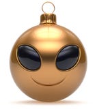 Van de Kerstmisbal van het Smiley vreemde gezicht Gelukkige gouden het Nieuwjaarsnuisterij stock illustratie Van de Kerstmisbal van het Smiley vreemde gezicht Gelukkige gouden het Nieuwjaarsnuisterij stock illustratie