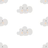 Van de krabbelselementen van patroon Skandinavische jonge geitjes de wolken zwart-wit grijze zwarte witte geel als achtergrond stock illustratie Van de krabbelselementen van patroon Skandinavische jonge geitjes de wolken zwart-wit grijze zwarte witte geel als achtergrond stock illustratie