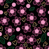 Van de de liefde gouden stijl van het bloem het roze blad groene naadloze patroon royalty-vrije illustratie Van de de liefde gouden stijl van het bloem het roze blad groene naadloze patroon royalty-vrije illustratie